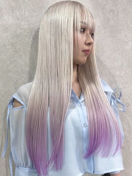 ロウル 渋谷(LOWRL) ホワイト×パープル/デザインカラー/ダブルカラー