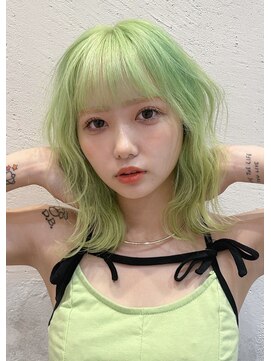 ディーン 名駅店(DEAN) ダブルカラー ブリーチ ミントカラー グリーンカラー