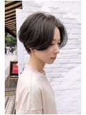 大人可愛いハンサムショート/前髪なしショート/センターパート