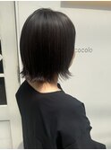 イメチェン/フルバング/似合わせカット/レッドブラウン