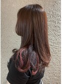 姫カットインナーカラーピンク