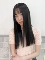 マアム ジー 明大前店(ma'am Zee) ディープブルー×切りっぱなしロング