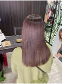 20代30代40代ピンクブラウンシースルーバングストレート