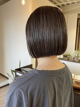 リュンヌ 門前仲町(lune) 切りっぱなしボブハイライトベージュカラーショートレイヤーロブ