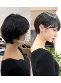 ダークアッシュ前髪あり大人ガーリークールショート