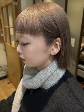 ネオリーブニコ 大井町店(Neolive Nico) ミルクティーベージュ×切りっぱなしボブ ミルクティーブロンド