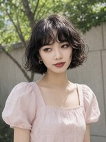 ノラ シブヤ(NORA)&nbsp;小顔ミディアムパーマミディアムデジタルパーマボブパーマ前髪