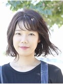 《切りっぱなしボブ×ゆるふわ外ハネウェーブ》
