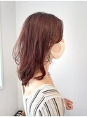 流行りの小顔顔まわりレイヤーミディウルフオレンジ風【吉祥寺】