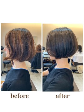 レリーキルト 岡本(RelyQuilt) お客様before&after3/髪質改善/ショート/ボブ【岡本/芦屋/三宮】