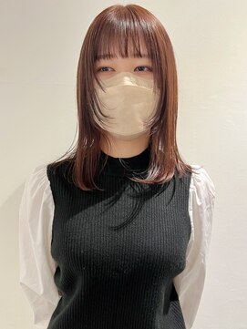 ラミエバイメルト 下北沢(lamie by melt) 村上/顔周りレイヤーミディアムストレートオレンジブラウン春