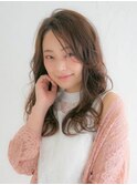 三軒茶屋_レディース_ロング_ブラウン_コテ巻き_パーマ_小顔_