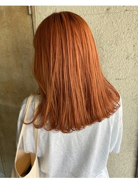 ガーデンヨコハマ(GARDEN YOKOHAMA) オレンジこなれミディ切りっぱなしボブブリーチイメチェン前髪