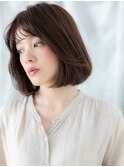 内巻きニュアンスカラー前下がり髪質改善ボブｆ古河20代30代40代