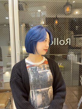 ローレン(Rollen) トレンド韓国タッセルボブ×顔周りレイヤーネイビーブルーカラー