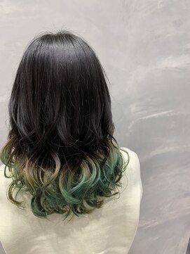 ナンバー 大分中央町店(N°) 【シノハラ】@number_nao☆毛先派手髪グリーングラデーション☆