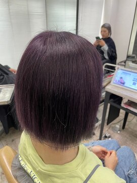 アジールヘア 所沢プロペ通り店(agir hair) ブルーラベンダーワンレンボブケアブリーチ小顔カット所沢韓国