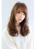 大人かわいいモカアッシュベージュの愛されセミロング  Noz中島