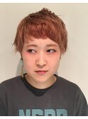 ショートヘアボブことりベージュ毛先パーマウォーターフール黒髪