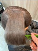 美髪のススメ髪質改善切りっぱなしボブピンクブラウン