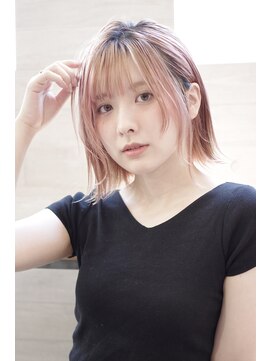 アンダー(ANNDER) ハイトーンワンレンボブ(ANNDER)ダブルカラー/ブリーチカラー/