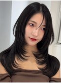 韓国ヘアーハッシュカットレイヤーカットハイライトカラー