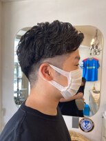 アミュレ(Amule)&nbsp;メンズ刈り上げアップバングパーマショートヘア梅ヶ丘美容室