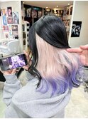 ホワイトピンクブロンドラベンダーパープルインナーカラー