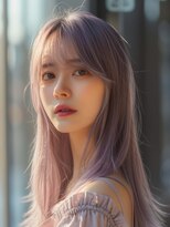 ムウ 難波(MOU)&nbsp;レイヤーカットワイドバングホワイトブロンド美髪20代30代40代