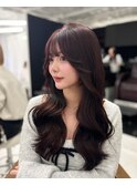 カシスレッドカラー　くびれ巻き　韓国レイヤー