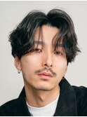 横浜西口メンズセンターパート七三分けパートニュアンスパーマ