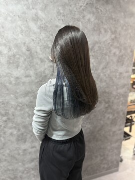 イヤリングカラー/インナーカラー/ブルー/グレージュ