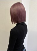 切りっぱなしボブ×綺麗に落ちるラベンダーピンク