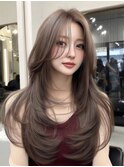 韓国風レイヤーカット/ロングレイヤー／ハッシュカット/10代20代