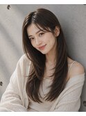 長め前髪ロングレイヤー/20代30代40代○