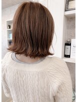 キャアリー(Caary)&nbsp;福山キャアリーでブリーチなし大人ピンクベージュ外ハネボブ