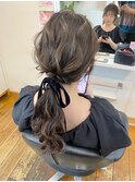 ゆるふわローポニーヘアアレンジ