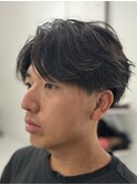 ニュアンスパーマセンターパートフェザーパーマ韓国メンズカット