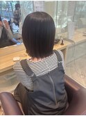 黒髪 ボブルフ ネビージュ 小顔 ワンレン 髪質改善 前髪