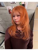 ハイトーンオレンジ/レイヤーカット