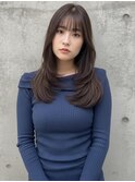 韓国内巻きレイヤーぱっつんバング透明感カラー【淡路/上新庄】