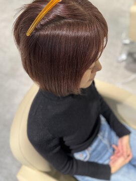 白髪ぼかしハイライトカラーショートボブ髪質改善40代50代