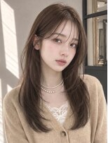 ユーフォリア 青山(Euphoria) ロングレイヤーストレートシースルーバングミルクティー青山