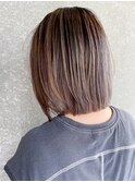 バレイヤージュボブ_カーキグレージュマッシュショート_ba351451