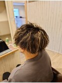 メンズツイストスパイラルパーマ×ハイライトメッシュカラー
