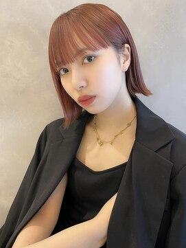 トルネード(TORNADO) 学割U24 大人切りっぱなしボブワインレッドカラー 外ハネ A1020