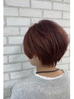 アッシュ 稲田堤店(Ash) 丸みショート×チェリーピンク