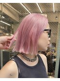 ピンクヘア・ダブルカラー・ケアブリーチ・ハイトーンボブ