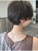 小顔カットショートボブ大人可愛いアッシュオリーブ