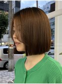 ボブミルクティーベージュブリーチダブルカラー堀江